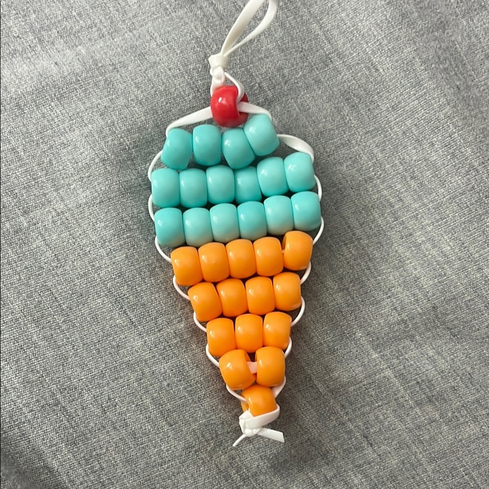 Colorful Beaded Ice Cream Keychain